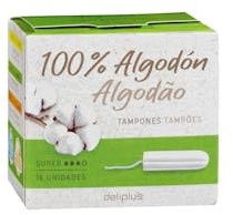 Tampones super 100% algodón Caja 18 ud.
