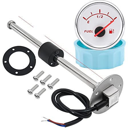 Indicador de Nivel de Combustible, Medidor de nivel de combustible 0-190 Ohm con retroiluminación roja 100-500mm Acero inoxidable Sensor de nivel de combustible marino apto for barco y coche para Coch