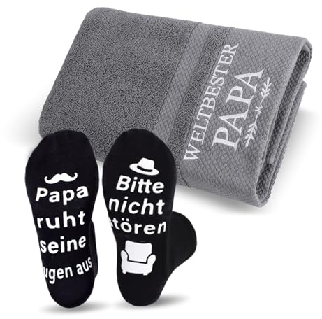 Weltbester Papa Bestickt Handtuch, Vatertagsgeschenk-Handtuch und Socken, Bestickt Handtücher 50x100, Vatertagsgeschenk von Tochter und Sohn, Bester Papa Geschenke Geburtstag ,Vatertag,Weihnachten