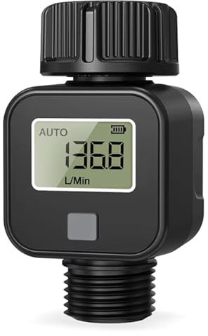 Wasserdurchflussmesser, digital, hohe Genauigkeit, Gartenschlauch, Wasserzähler, Messung des Wasserverbrauchs, für Wohnmobil-Wassertankfüllung, Gartenschlauch-Bewässerung, Rasensprenger