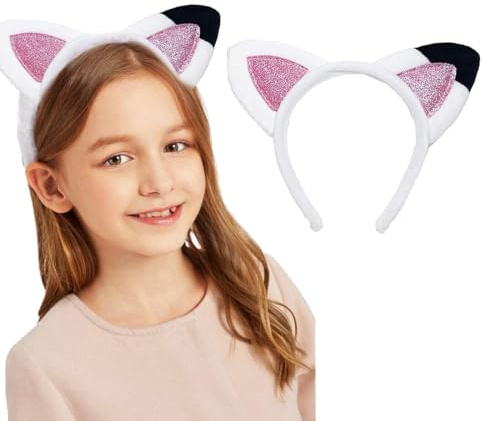 QOWIJEX 1 Pièce Serre-Tête Fille Oreille de Chat Cosplay, Décorations de Cheveux pour Enfants, Bandeau de Coiffure Oreilles de Chat, pour Carnaval Halloween Cadeau Fête, Enfants Unisexes