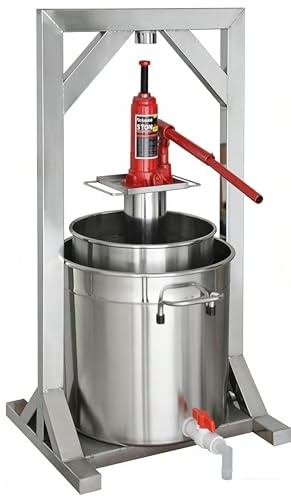 Pressa per frutta, 12/22/36 l, pressa manuale per uso domestico, pressa per sidro in acciaio inox con idraulica, per fare sidro, vino e sidro