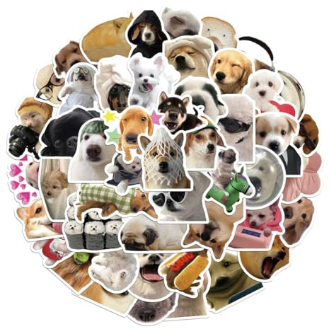 SGERUFZ 50-teiliges lustiges Hundesticker-Set, geeignet für Erwachsene, mit Stickern für Autos, Laptops, Skateboards, Fahrräder, Mopeds, Motorräder und Computer.