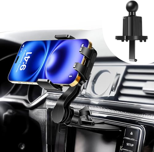 EEEKit Handyhalterung CD Schlitz Auto, 3-in-1 KFZ Handyhalter mit Lüftungshaken & CD-Clip, 360° Drehung, Anti-Rutsch Silikon, Universal Handyhalter Auto für 4–7 Zoll Smartphones