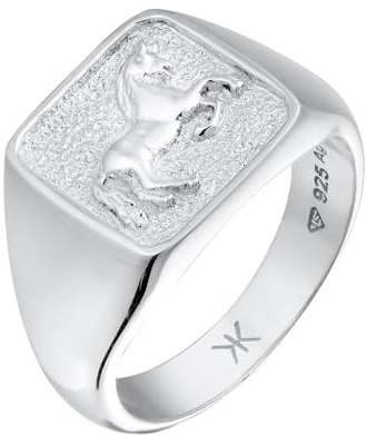Kuzzoi Herren Silber Ring mit Pferde Symbol 925 Silber Zeitloser | Siegelring für den Mann in der Ringgröße 58 66