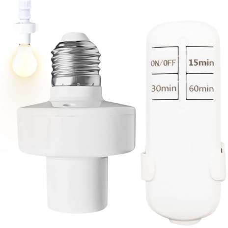 Enchufe De Luz Con Mando A Distancia | Enchufe De Pared Con Temporizador | Botón Inalámbrico Para Luz Con Alcance De 14 Metros,Para Armario Interior Dormitorio Ventilador De Techo Hogar Garaje