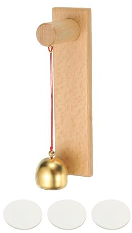 PATIKIL 1 Set Shopkeepers Bell, Wood Door Chime Magnetic Hanging Bell Jingle Doorbell with Self-Adhesive for Door Opening Business When Entering Decoration,Beech,DIY Signboards