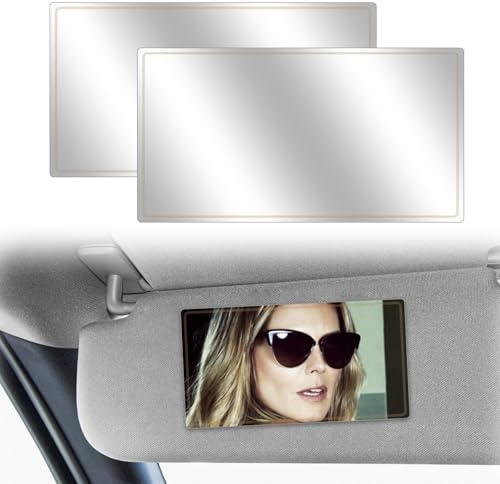 2 PcsAuto Sun Visor HD Makeup Mirror,15x8cm Self-Adhesive Car Vanity Mirror | Portable Folding Car Cosmetic Mirrors,Stainless Steel Car Visor Mirror for Car Sun Visor,Dashboard and Wardrobe