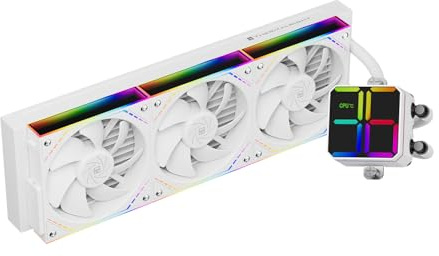 Thermalright Magic Qube 360 ARGB White CPU-vattenkylare, 360 AIO CPU-kylare, trippel TL-M12QW PWM-fläktar, digital skärm på kylarhuvudet, för AM4/AM5, Intel LGA1851/1700/1150/1151/1200