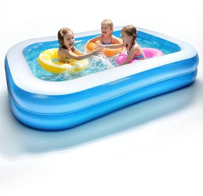 260 x 155 x 45 cm Piscine Gonflable, Grande Piscine Rectangulaire pour Enfants et Adultes, Piscine Pliable Extérieure pour Jardin, Terrasse et Fêtes d’Été, Bassin Gonflable Intérieur Extérieur 2,6M