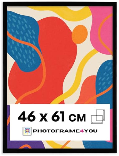 Photoframe4you – bildram 46 x 61 cm – okrossbart akrylglas – svart fotoram för foton, affischer, pussel och certifikat – robust plast för upphängning i stående och liggande format – Nancy