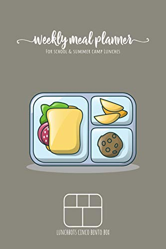 Weekly meal planner for school and summer camp lunches | Lunchbots Cinco Bento Box: DOWNLOADABLE FREE BONUS Lunch Notes PDF + Grocery list ... lunchbox combinations | 6x9 110 pages