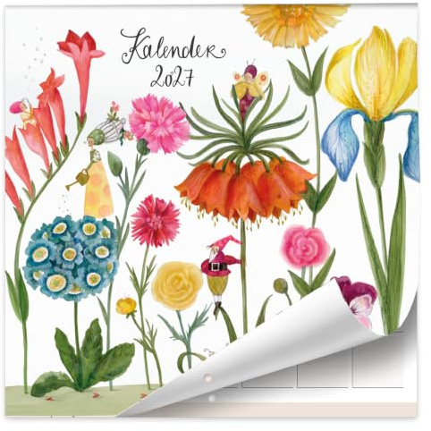 Broschürenkalender 2027 – Wandkalender 30 x 30 cm: Blumen | 12 Monatsblätter mit Illustrationen von Silke Leffler