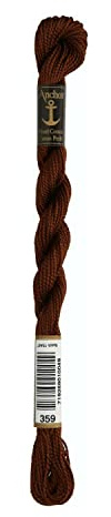 Anchor Pearl Thread, Embroidery Thread, Cotton, 00359 Braun, Brown