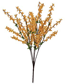 Forsythie Kunstpflanzen Busch Forsythienzweig 60cm mit gelblich orangen Blüten - Künstlicher Goldglöckchen Goldflieder Zierstrauch