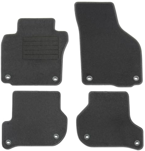 AD Tuning Fußmatten für VW Golf 5 & Variant (10/2003-09/2009) | 4-teilig, 100 % passgenau, Textil, Schwarz, Randkettelung, mit ovalen Knebel- Befestigung vorne und hinten