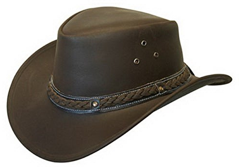 Läderhatt australiensisk buske cowboy stil klassisk västerländsk vildmark brun, Brun, M