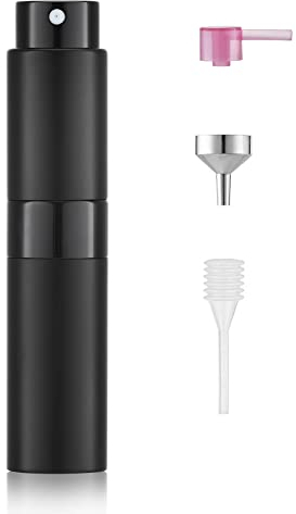 Toureal 8ml Spruzzino Profumo Ricaricabile, Vaporizzatore da Viaggio, Atomizzatore Nebulizzatore Profumo, Bottiglie Porta Profumo Spray (Nero)