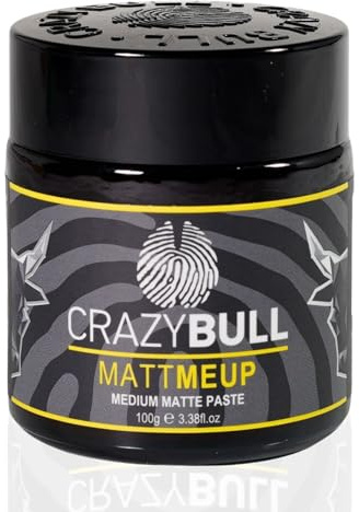 Crazy Bull Hair Paste MattMeUp - Natural Matte Finish with Medium Hold - Hair Styling, Texturising, Volumising, & Defining Product for Men & Women - Vegan, Water-Based, Oil-Free, Melon-Scented