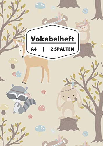 Vokabelheft A4 2 Spalten: liniertes Schulheft in DIN A4 Format mit 70 Seiten fuer Vokabeln und Fremdsprachen ( Englisch, Franzoesisch,italenisch latein etc.)