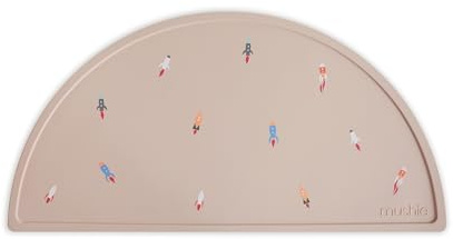 Mushie Silikon tischmatte für Kinder | Schmutzabweisend & Spülmaschinenfest | Rutschfestes Design | Sichere, Hochwertige & Langlebige Erstausstattung | Rocket
