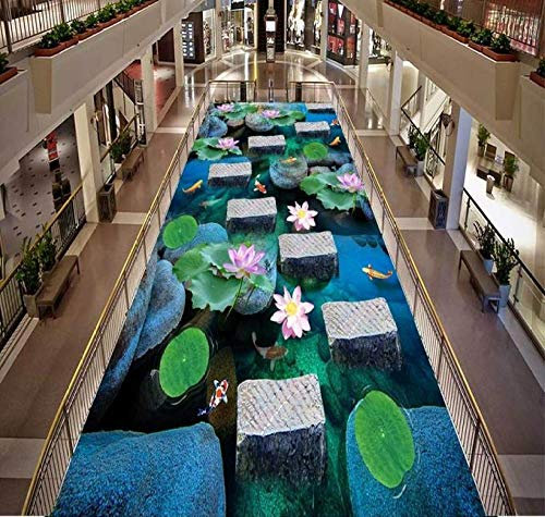 Suelo de baldosas personalizado baño de piedra pasarela agua de río pegatinas de suelo 3d insonorización impermeable piso autoadhesivo-300 * 210 cm