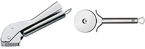 WMF Profi Plus Knoblauchpresse 17,5 cm, Cromargan Edelstahl teilmattiert, spülmaschinengeeignet & Profi Plus Pizzaschneider 19,8 cm, Pizzaroller, Pizza Cutter, spülmaschinengeeignet