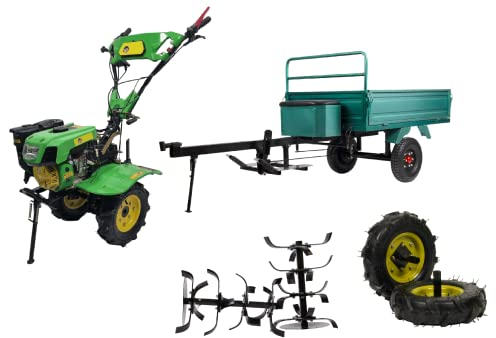 Bauen 29PL Einachstraktor 7,5 PS Benzin, Zahnradantrieb, 900 mm Arbeitsbreite, arbeitet bis zu Einer Tiefe von 30 cm, 3 Gänge: 2 vorwärts & 1 rückwärts, selbstfahrend, ideal für die Eigenversorgung