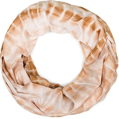 styleBREAKER Unisex Loop Schal mit Batik Streifen Muster Print, Leichter Schlauchschal Farbverlauf, Tuch 01016213, Farbe:Braun-Beige