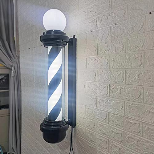 WEUMNV 35.4 Classic Barber Shop Swivel LED Light Barber Poles Outdoor, Barber Pole Rotating Illuminated Light Hair Salon Shop Beauty Sign,Red Blue White Stripes, Waterproof and Energy Saving