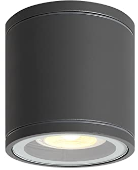 DAWALIGHT Surface Mounted Downlight GU10 5W LED Ceiling Spotlight IP44 Waterproof Outdoor Spot Lights Downlighters for Bathroom Kitchen Garden Living Room Corridor Restaurant, Aluminum, Dark Grey