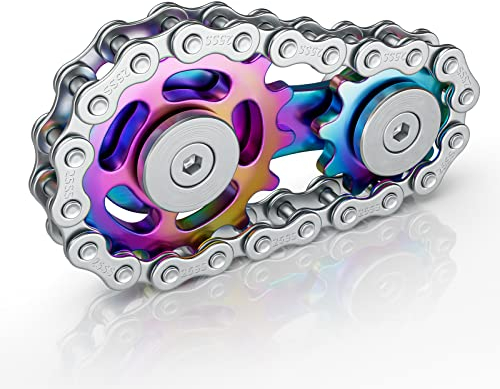 Coolden Fidget Spinner Metall Fahrradkette Fidget Toys für Erwachsene Kinder Coole Bike Chain Finger Spinner Mit 2 Edelstahl Gänge, Anti Stress ADHS Sprocket Spielzeug, Startseite Büro Deko Toys Bunt