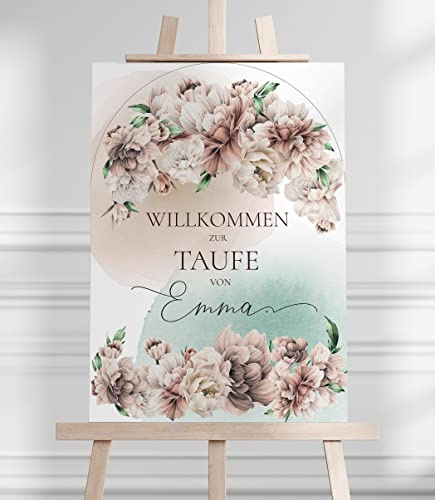 Manschin-Laserdesign Willkommensschild Aluverbund personalisiert - Made in Germany - Welcome Willkommen Schild für Taufe, Geburtstag, Firmung, Kommunion, Konfirmation (60x40cm)