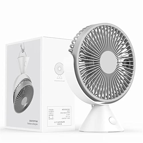 Desk Fan, Portable USB Desk Fan with 3 Wind Speeds, Hangable and 360° Rotation, Powerful Brushless Motor, Silent Fan, 9 inch Desktop Fan for Home Office Camping