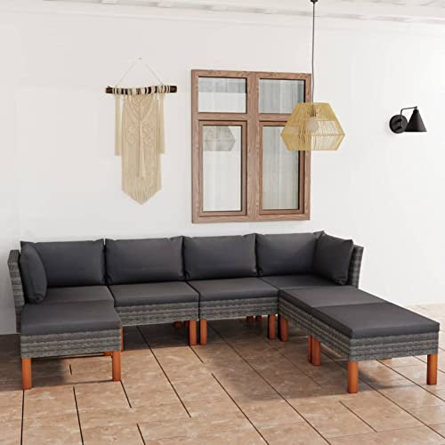 Yolola 7 Teilig Gartenmöbel Set Rattan Lounge Set Balkonmöbel Set Balkonmöbel Balkonlounge Gartenlounge Gartensofa Balkon Terrasse Terrassenmöbel Ecksofa Garten Grau
