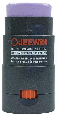 JEEWIN Stick Protecteur Solaire SPF50+ Visage et Lèvres waterproof 12 g (MAUVE)