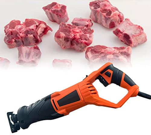 Scie à os électrique alternative, scie de boucher sans fil à vitesse variable de 1300 W, scie à os de viande multifonctionnelle avec lames de scie, changement de lame sans outil pour les os de viande