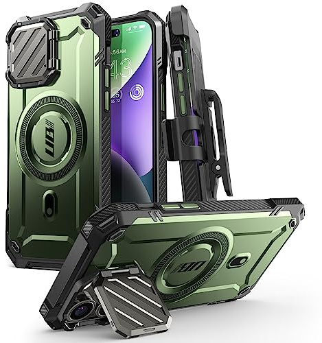 SUPCASE UB Mag XT für iPhone 14 Pro Max/iPhone 13 Pro Max Hülle mit Kameraschutz, Robust Handyhülle Bumper Case Schutzhülle kompatibel mit MagSafe mit Ständer und Gürtelclip, Grün