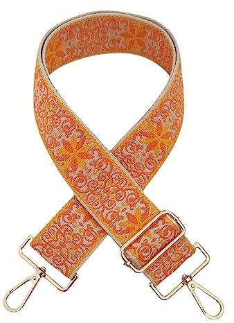 Wambere Schultergurt für Taschen Breit 5cm,Taschengurte zum Wechseln,Verstellbare Länge des Taschengurt 72–130 cm,DIY Zubehör für Tasche für Schultertasche Handtaschen,Gelb orange + goldene Schnalle
