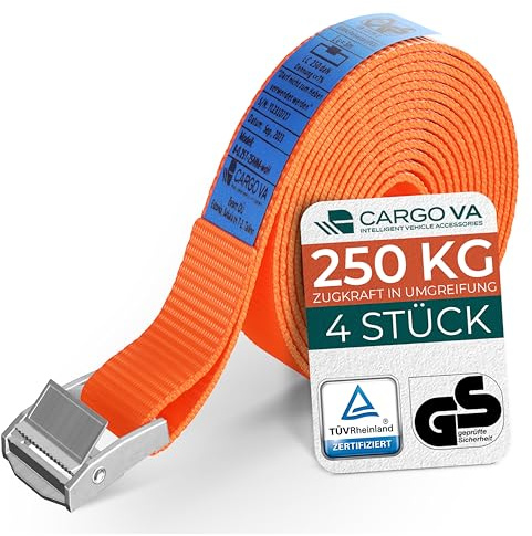 Robusta spännremmar med klämlås – TÜV/GS & DIN – längder (0,5 m–5 m) – 250 kg kapacitet – för cykel, takbox och motorcykel [set om 4/0,5 m]