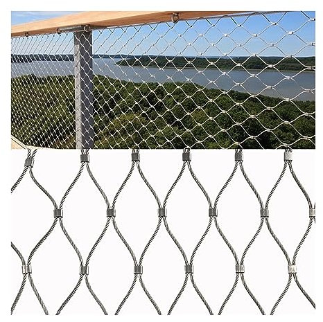 WECLMH Red Cuerda Alambre Acero Inoxidable, Malla Cables Flexibles Frontera Protección, Orchard Farm Campo Fútbol Jardín Cerca, Barandilla De Escalera Balcón Red Anticaída (Color : Silver, Size : 1x