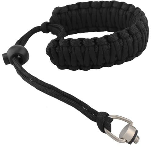 Rigdance Paracord Camera Wrist Strap Lanyard with Quick Release Screw for Insta 360 X3, X2, Universal Hand Strap for DSLR Cameras, Action Cameras, Selfie Sticks(Black)