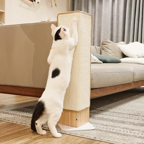 PETKARAY Couch Corner Cat Scratcher, 28 Corner Scratching Post Wall Scratcher, Sisal Furniture Protector for Sofa with Reversible Base, Large