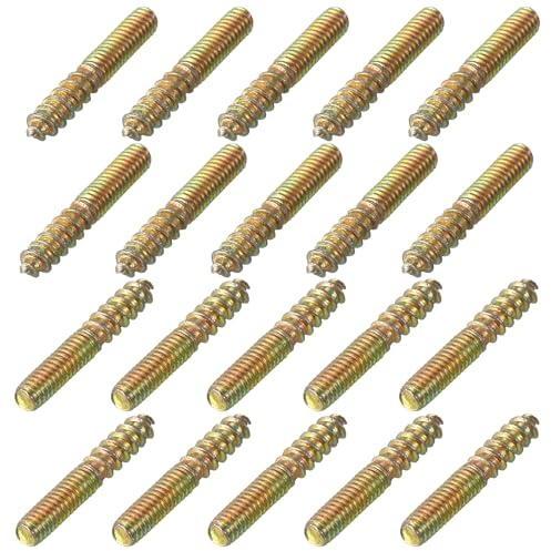 sourcing map M4 Hanger Bolts Length 1(25mm) Double Headed Bolts Self-Tapping Screw 4mm Wood Joint Furniture Legs 40pcs