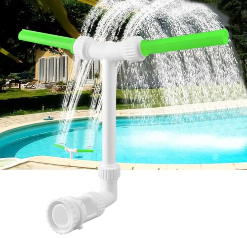 Dual Spray Pool Fountain, Adjustable Pood Waterfall Direction And Height, Cooling Water Temperature 6-10 Degrees for Garden Sprinkle Water Feature Outdoor Decoration (Fluorescent)