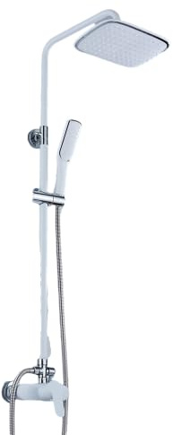 Grifo para bañera y ducha, juego completo, sistema de ducha de lluvia, color blanco, experiencia relajante de ducha, diseño innovador