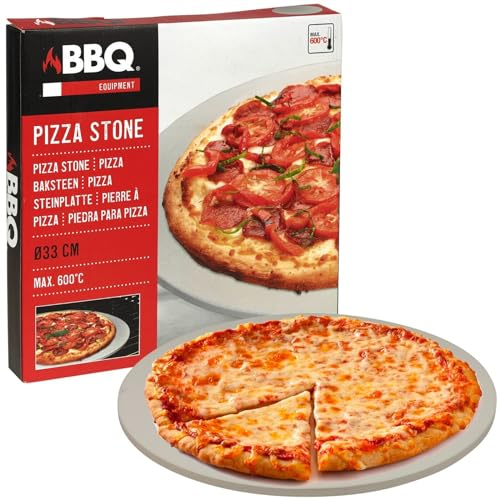 URBNLIVING 33cm 600° Round Crispy Pizza Baking Stone Ceramic Serving Tray Board for Barbecue Bakes, Serving, and Crispy Results