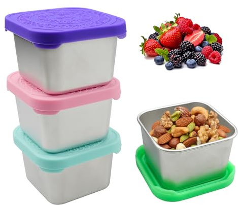 MytaYt 4 Stück Snackbox Mini Dosen mit Deckel Dressing Behälter Mit Silikon Deckel Bento Box Zubehör Wiederverwendbar Saucen Behälter Snackbehälter für Snacks(180ML)