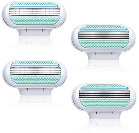 Rasierklingen, Rasierköpfe für Frauen, Ersatz-Rasierklinge, 3-lagige Schnapp-Rasierklingen, verbesserte Gleitsicherheit, ideal für den täglichen Gebrauch, 4 Stück