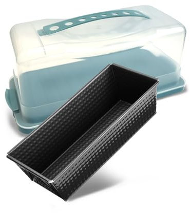 Zenker Set Stampo per Plumcake e Contenitore porta plumcake, teglia da forno in acciaio al carbonio antiaderente, stampo 30 cm, contenitore con maniglia per il trasporto